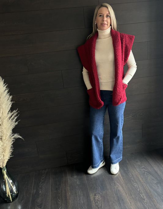 Rode bodywarmer teddy