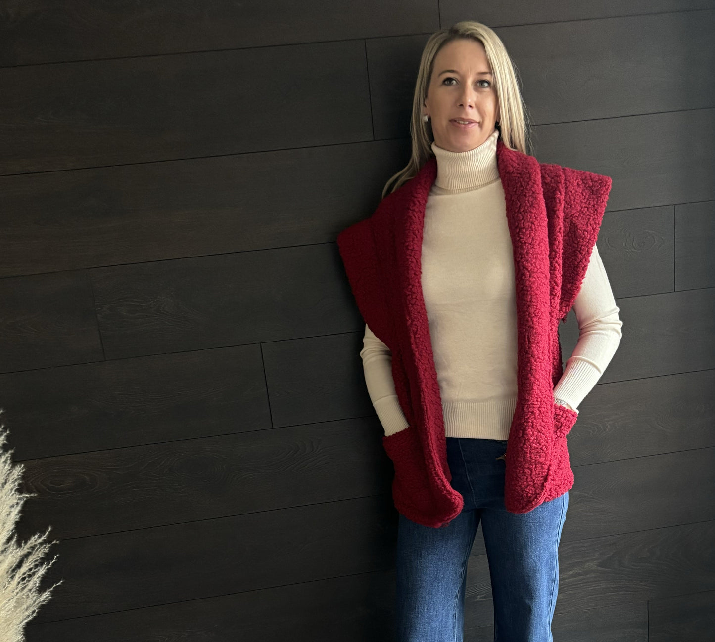 Rode bodywarmer teddy