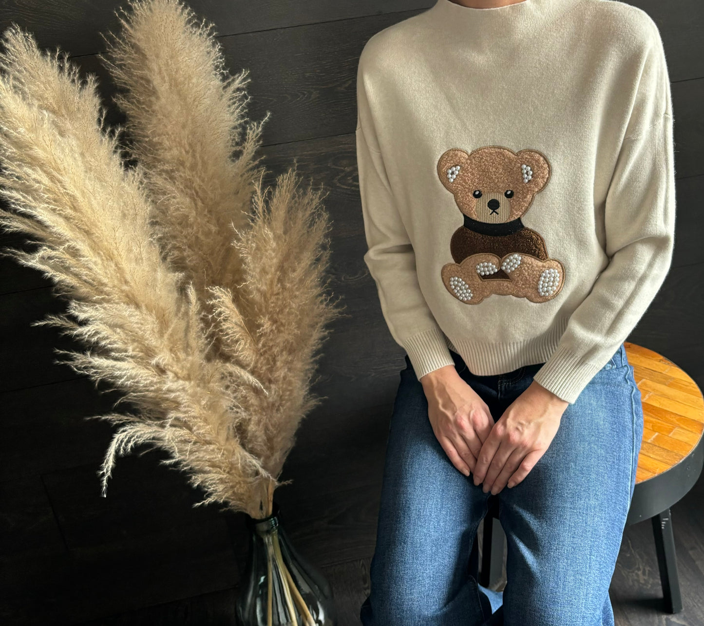 Trui beer met parels